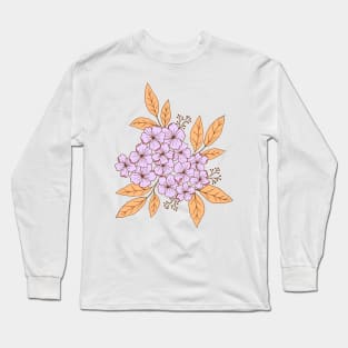 Vintage hydrangea flowers botanical design in lavender and blue Long Sleeve T-Shirt